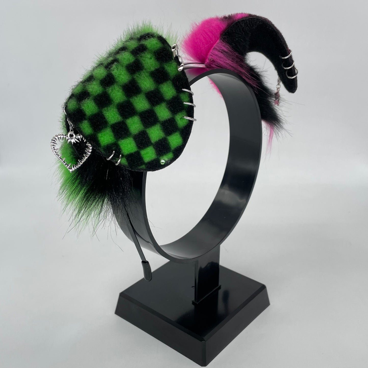 Emo Puppy Ears- Hot pink, Green & Black