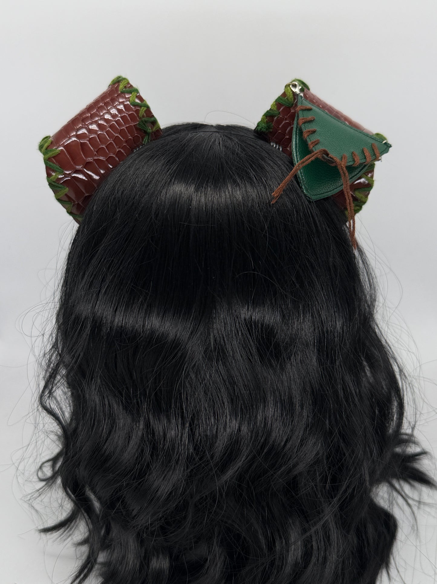 Brown Dino/Dragon Scale Puppy Ears (Faux leather)