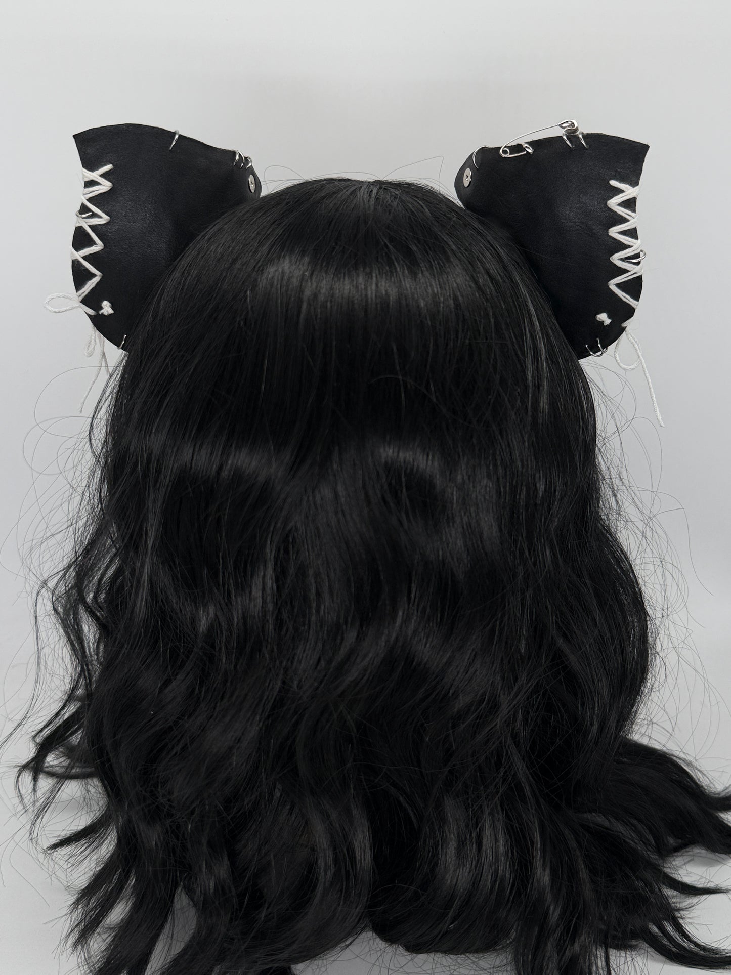 Leather & Laced -Black & White Crypt Bat Ears