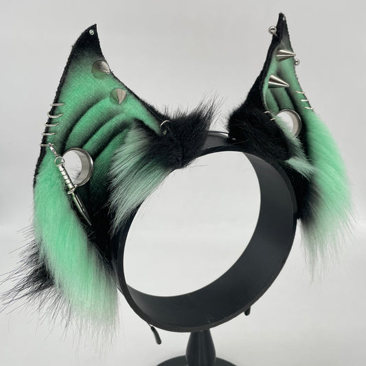 Punk Bat ears- Mint & Black