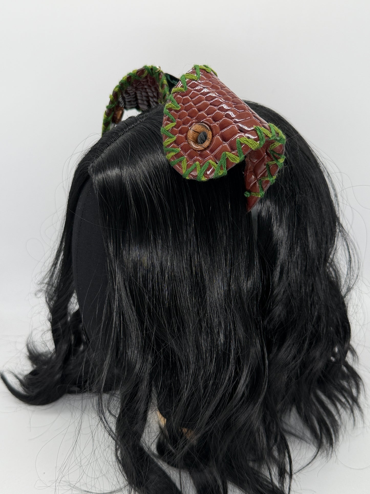 Brown Dino/Dragon Scale Puppy Ears (Faux leather)
