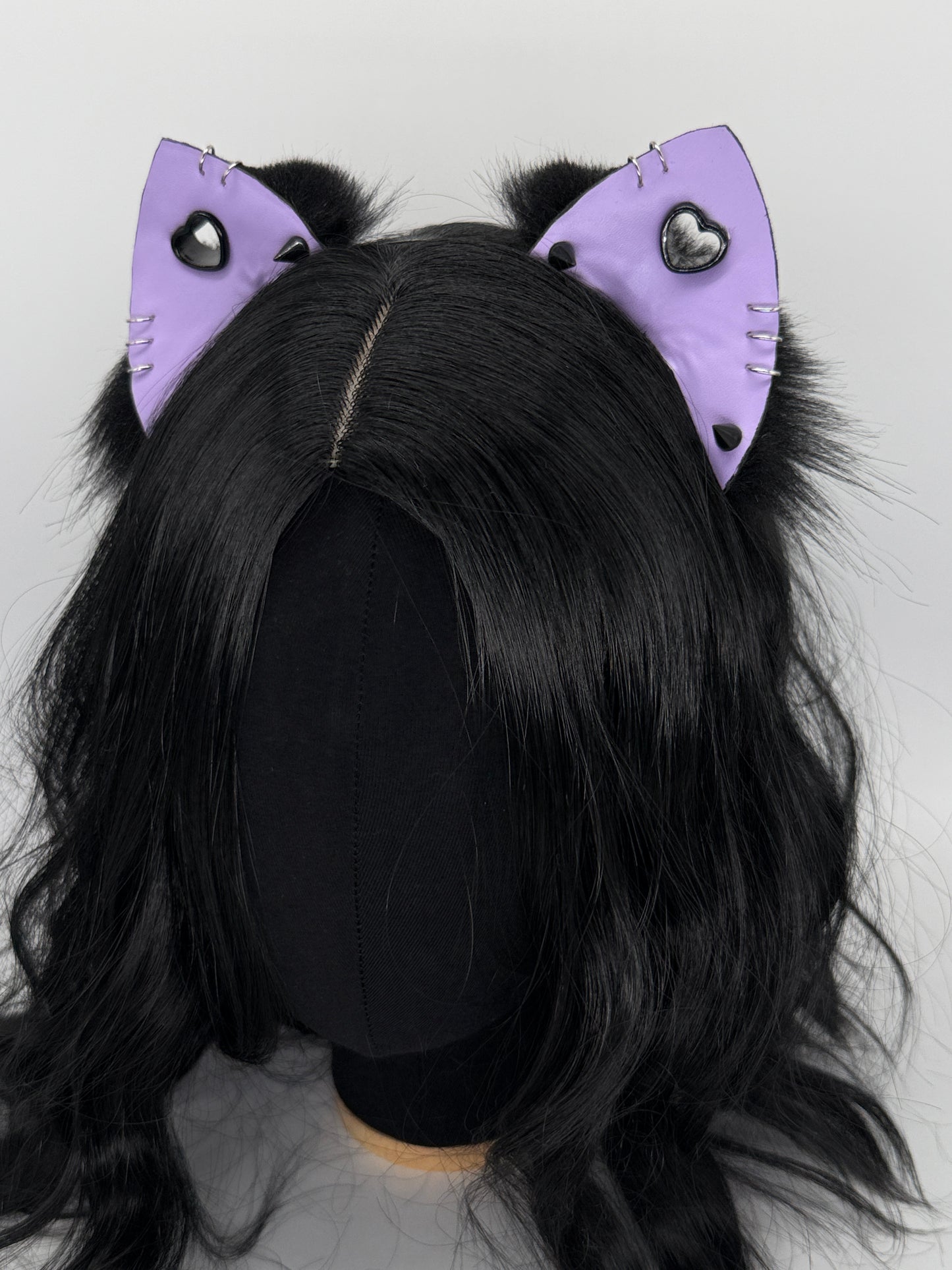 Pastel Goth Kitten Ears (Faux leather & fur)