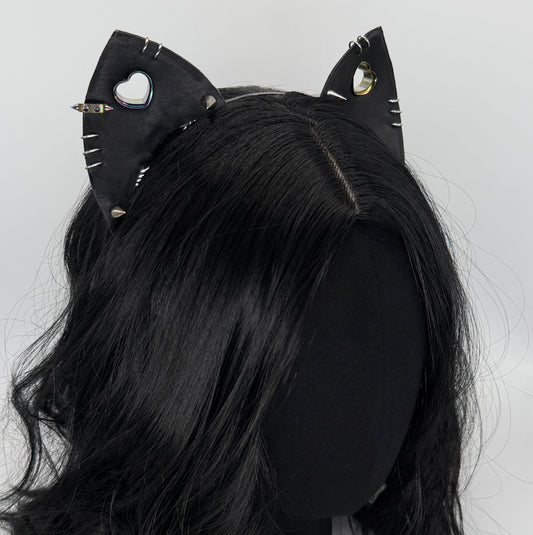 Black Punk Kitten Ears (Faux leather)