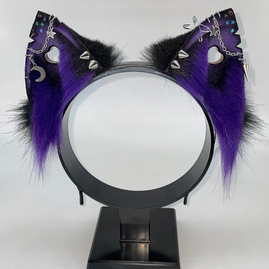 Punk Cat Ears- Purple & Black