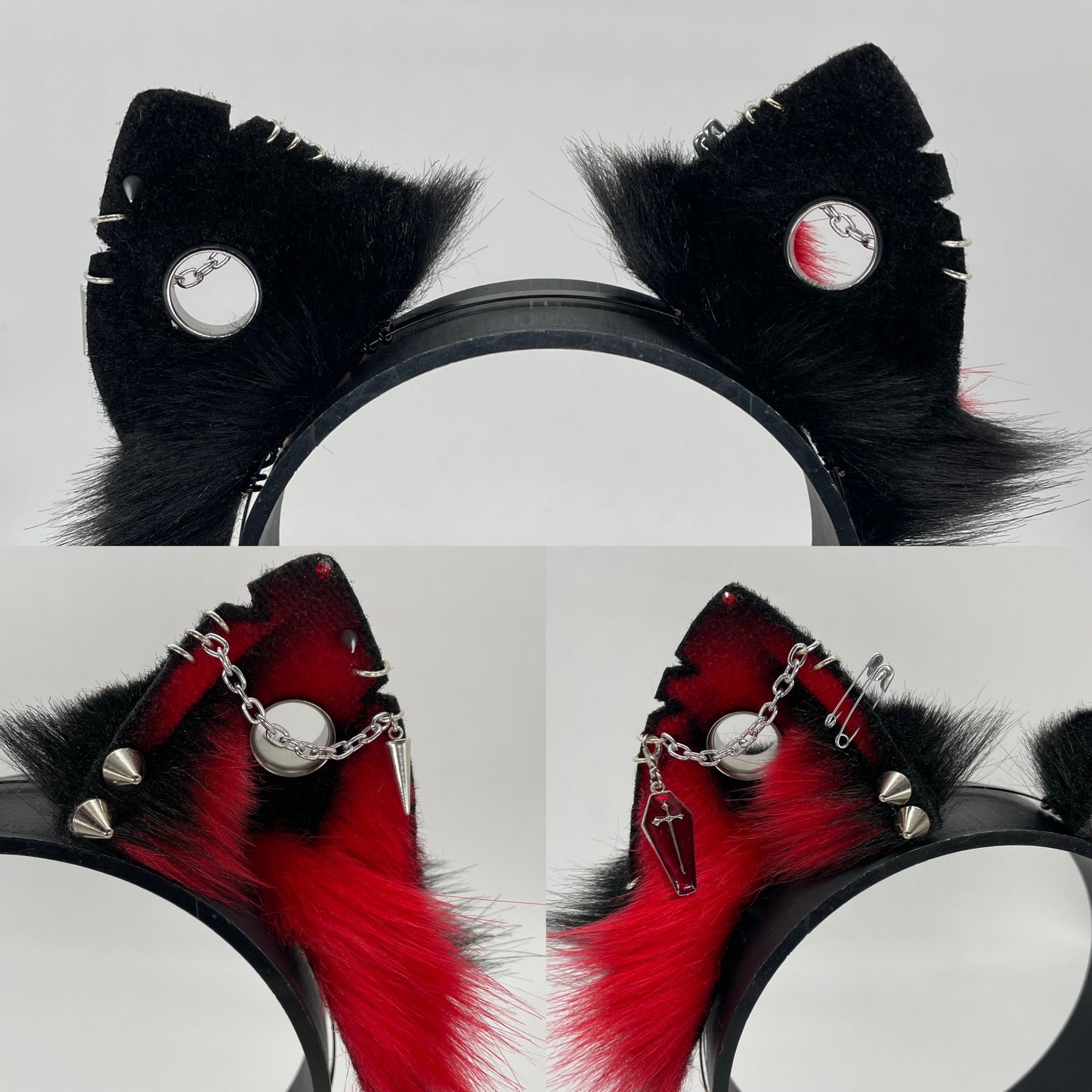 Punk Cat ears- Red & Black