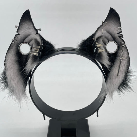 Punk Bats- Spire Bat Ears- Black & Silver