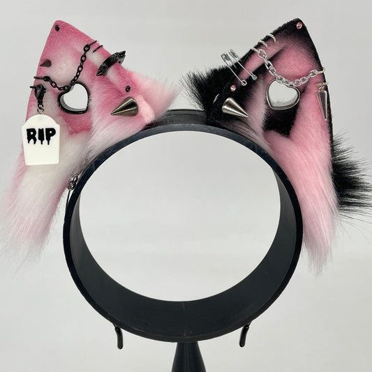 Pink Pastel Goth Cat ears