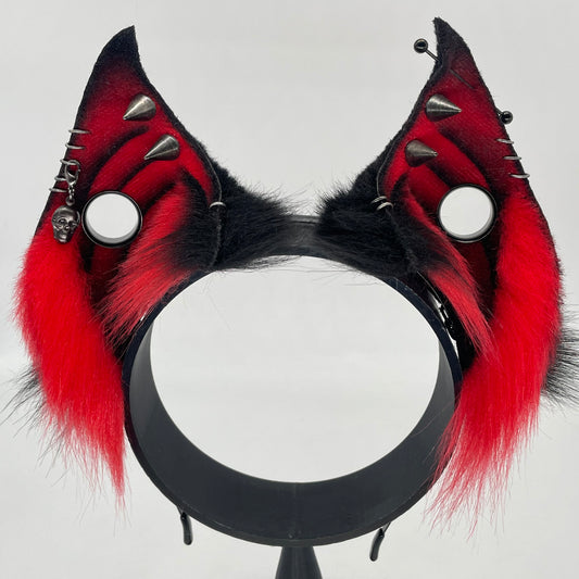 Punk Bat ears- Red & Black