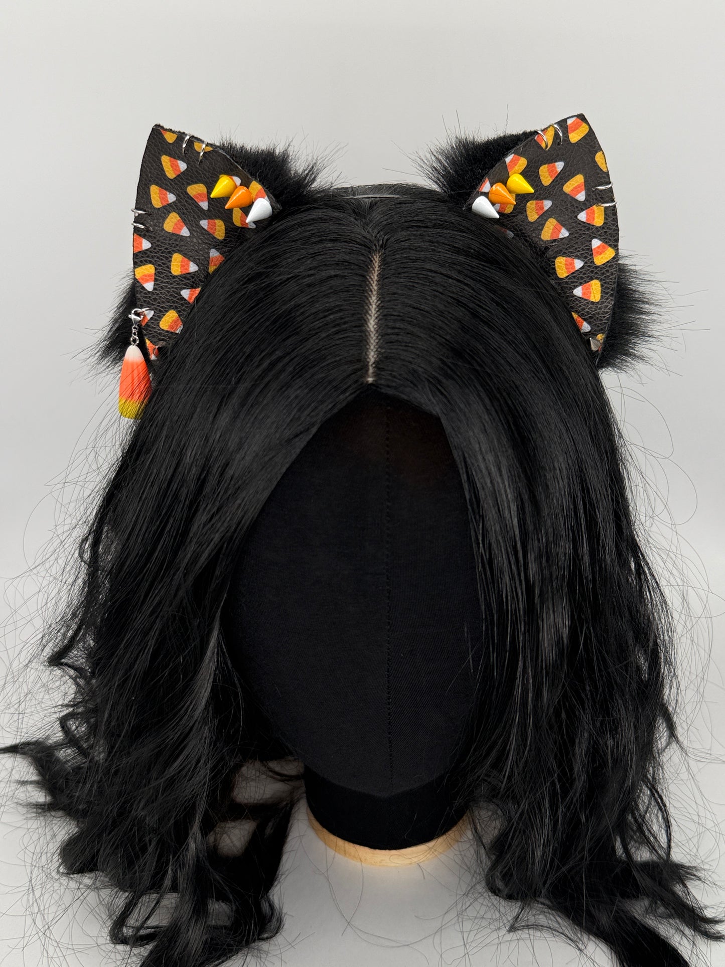 Candy Corn Kitten Ears (Faux leather & fur)