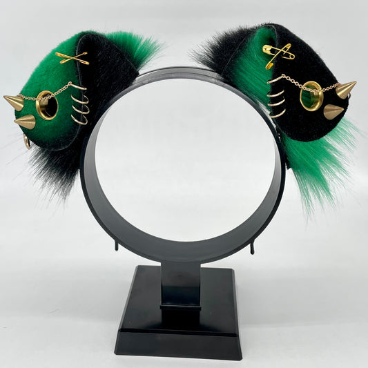 Punk Puppy Ears- Emerald & Black