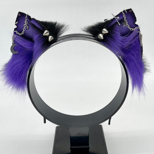 Punk Kitten Ears- Purple & Black