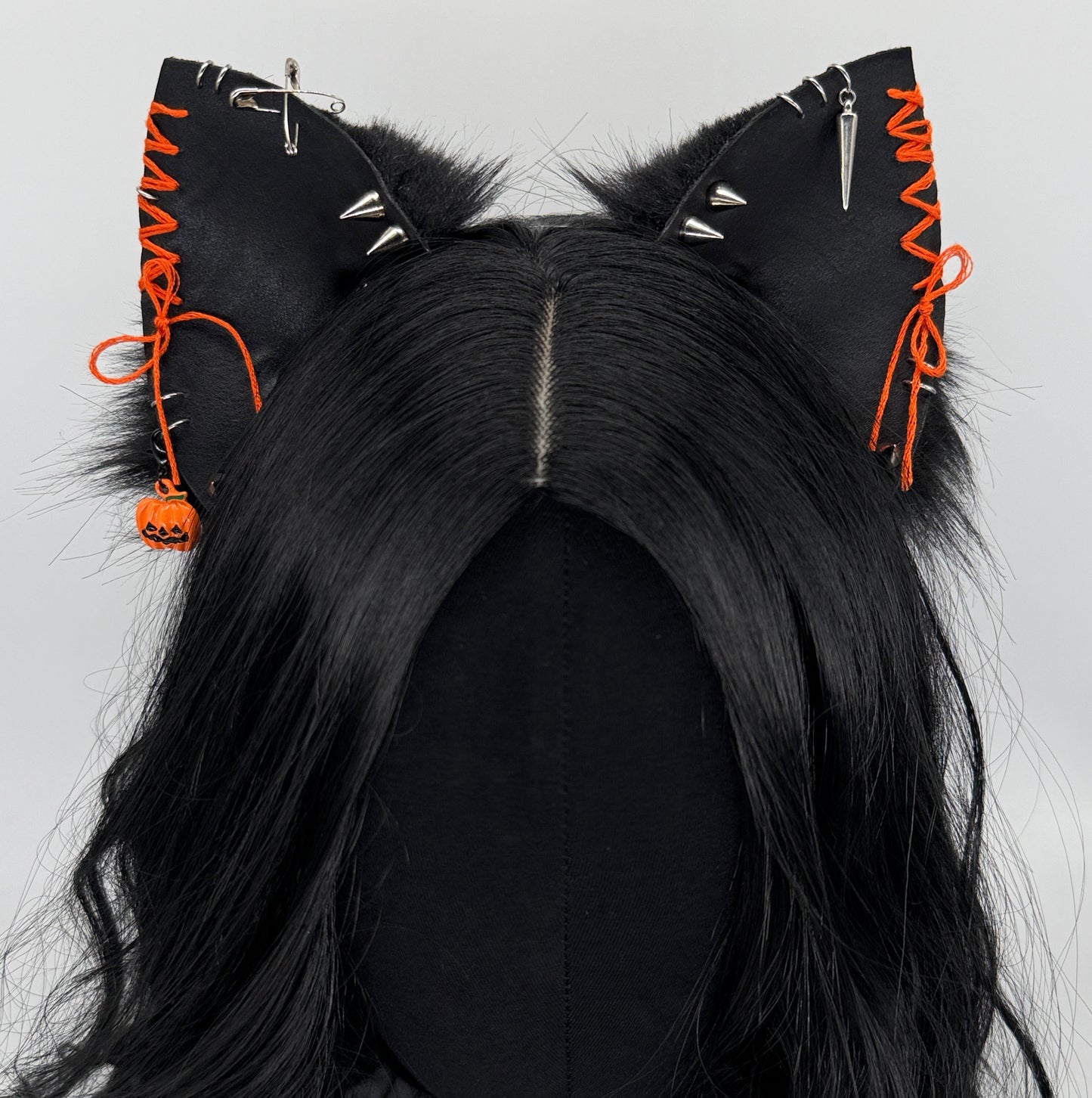 Leather & Laced- Halloween Cat Ears (Faux leather & fur)