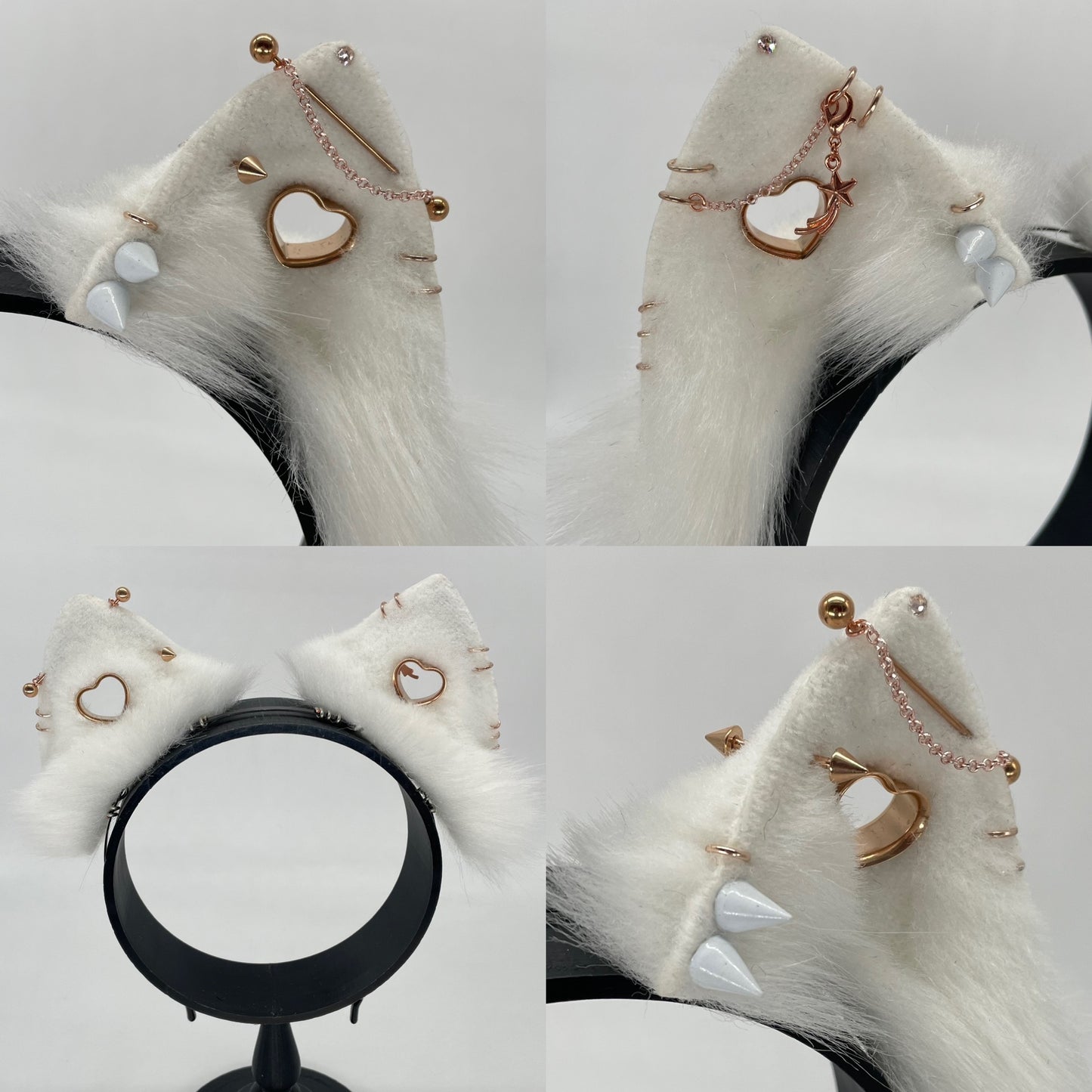 Punk Cat ears- White & Rose Gold