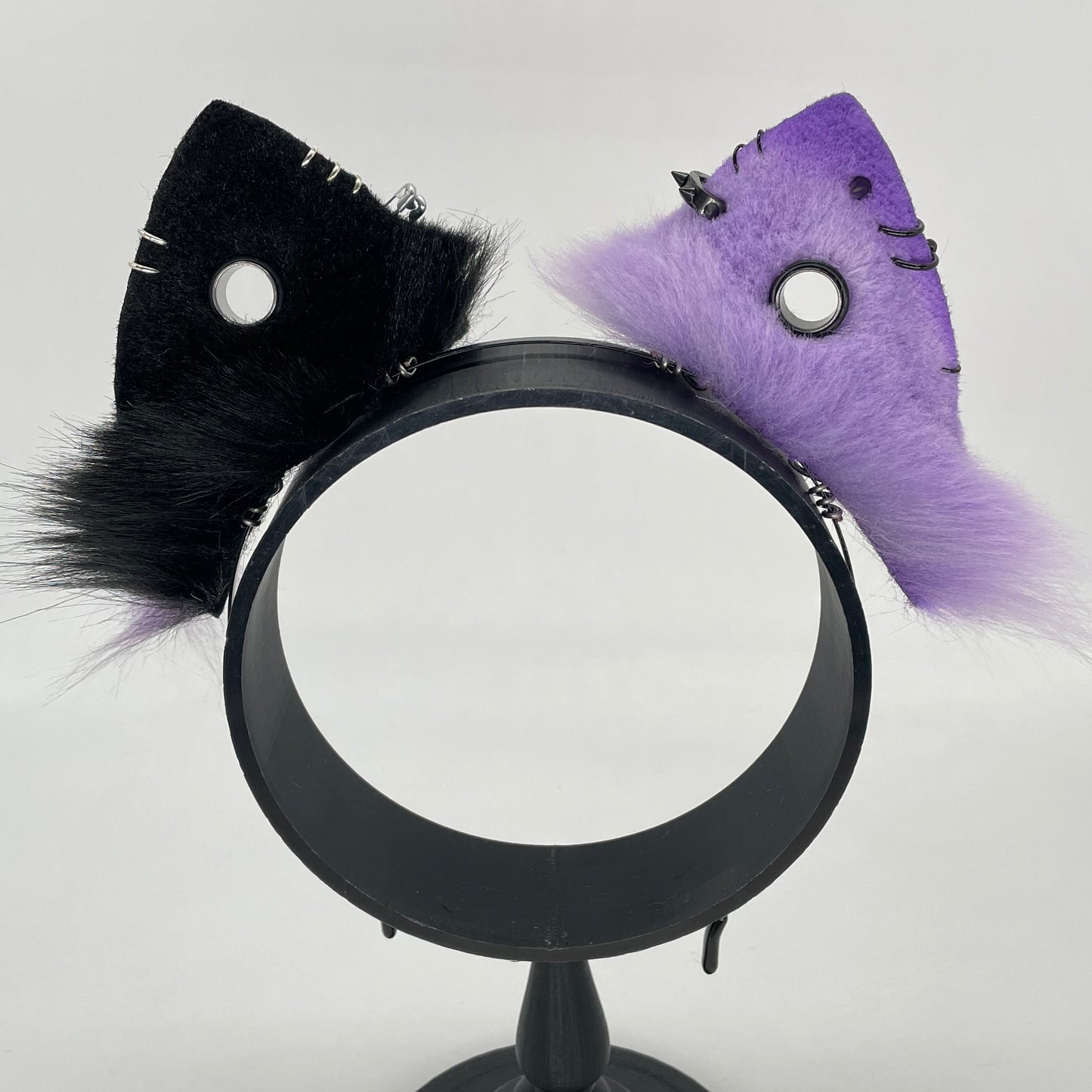 Lavender Pastel Goth Cat ears