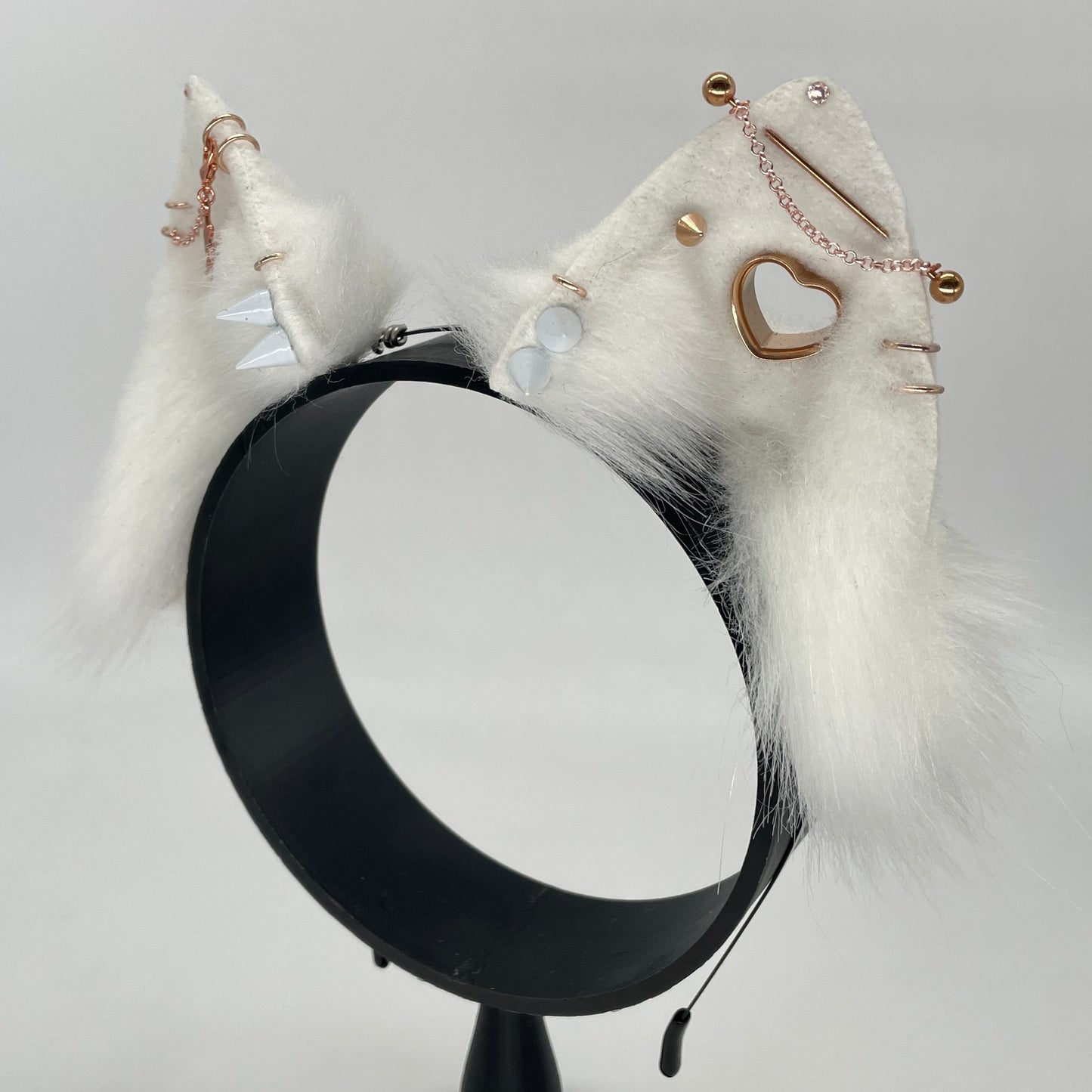 Punk Cat ears- White & Rose Gold