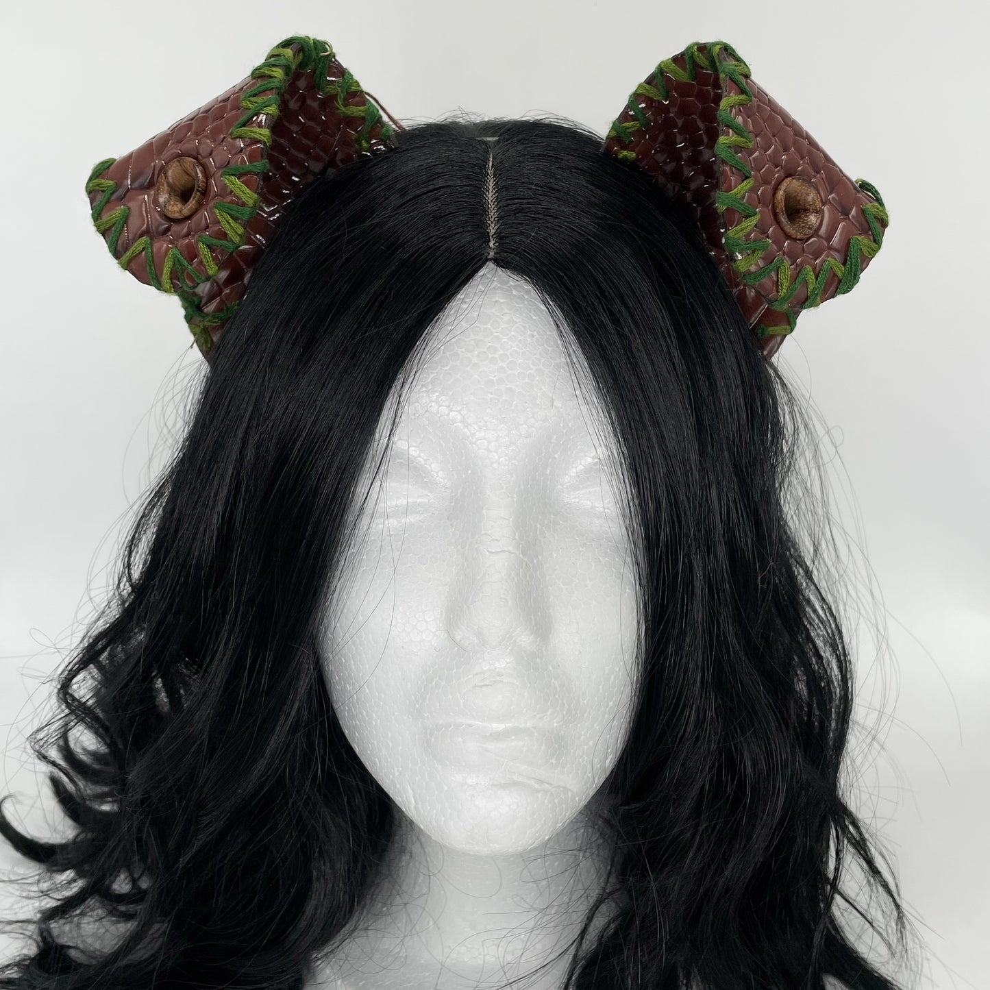 Brown Dino/Dragon Scale Pup Ears (Full Pleather)