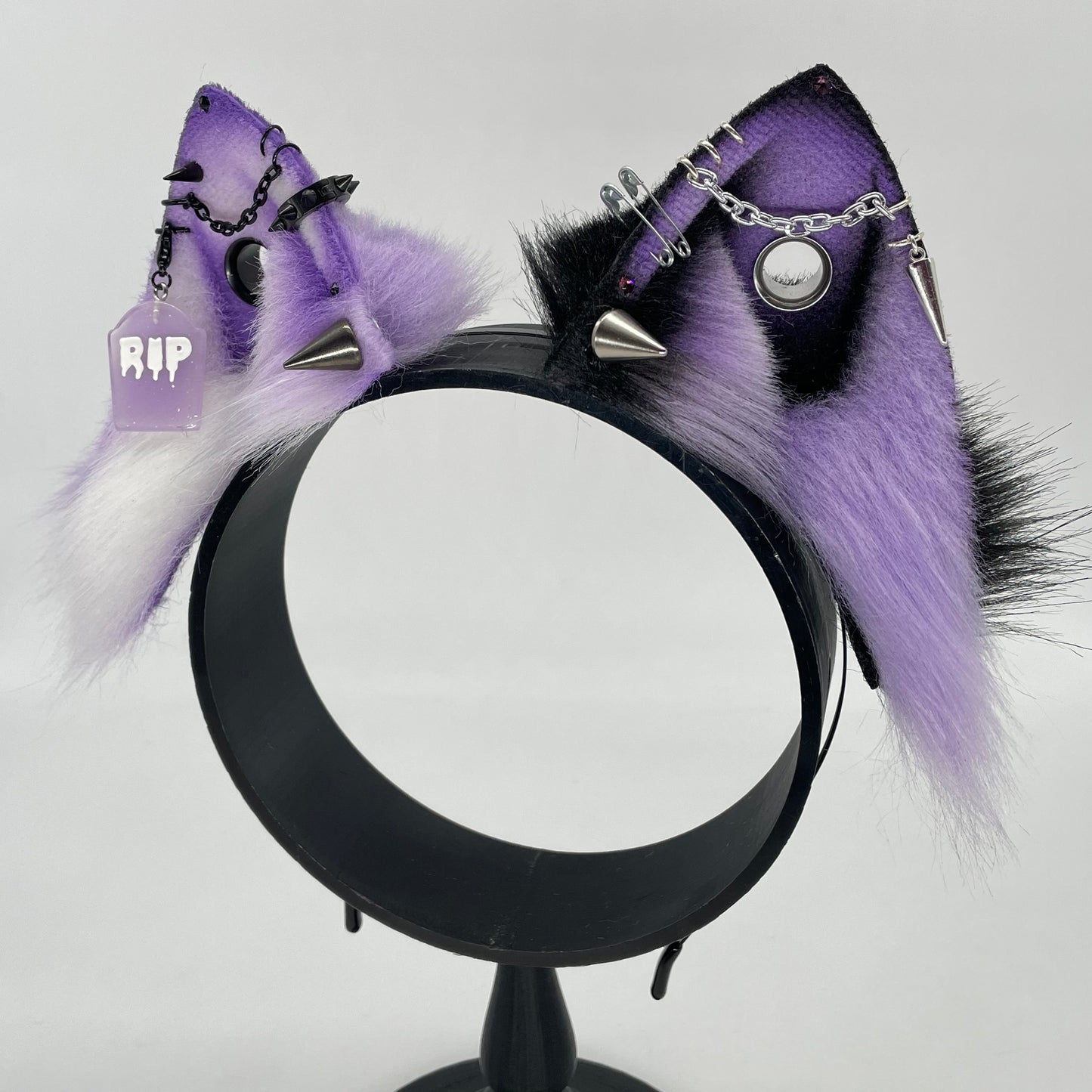 Lavender Pastel Goth Cat ears