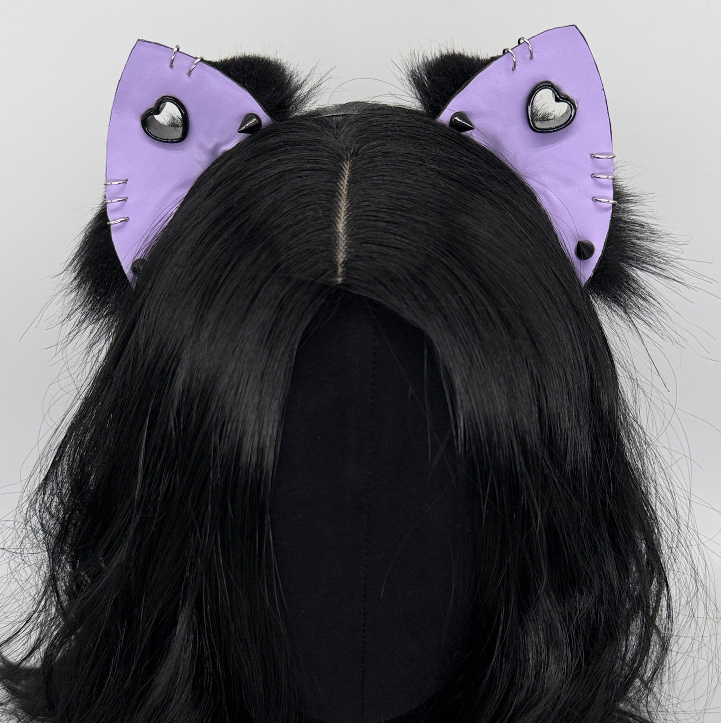 Pastel Goth Kitten Ears (Faux leather & fur)