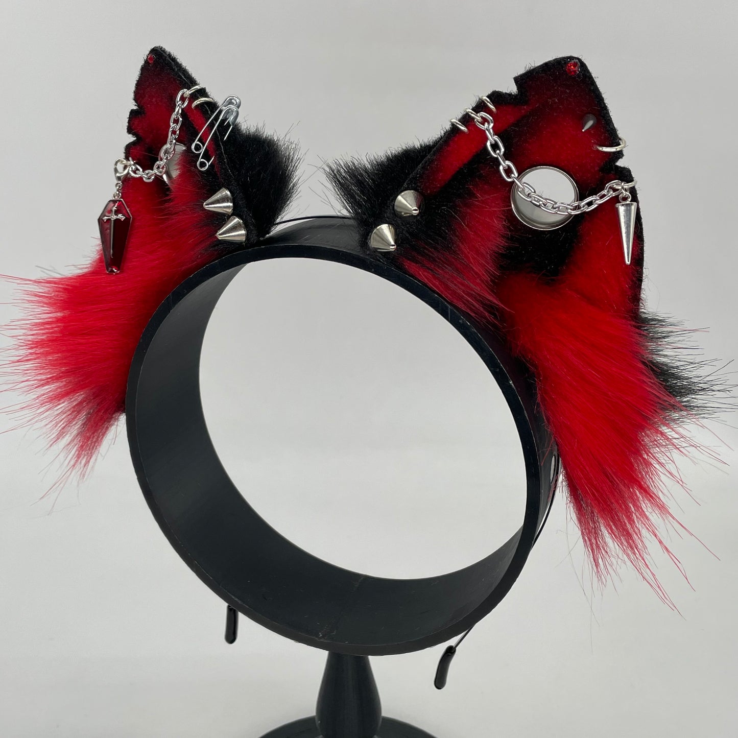 Punk Cat ears- Red & Black