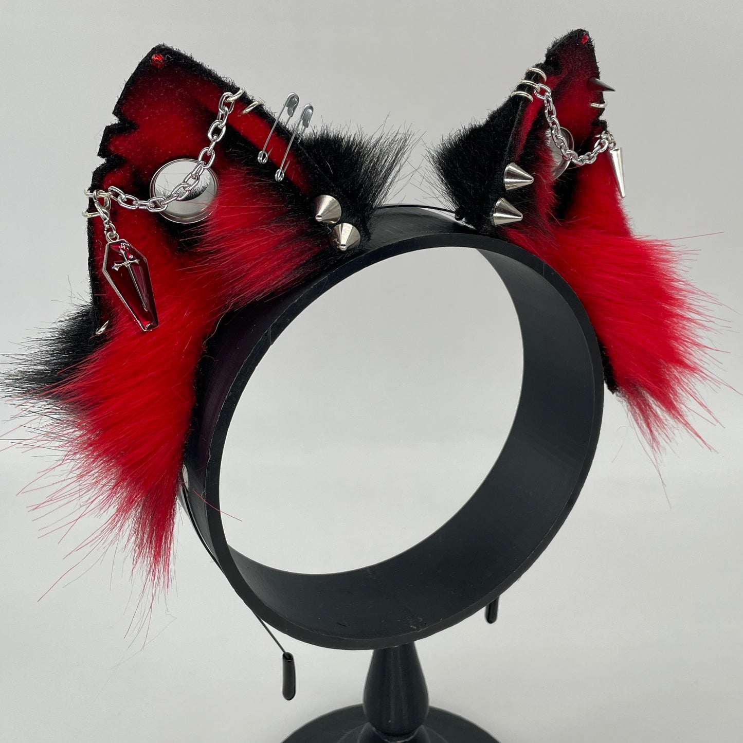 Punk Cat ears- Red & Black