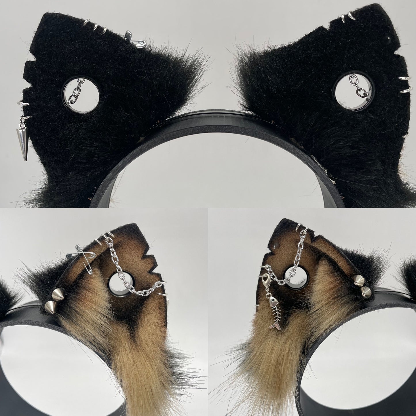 Punk Cat ears- Black & Tan