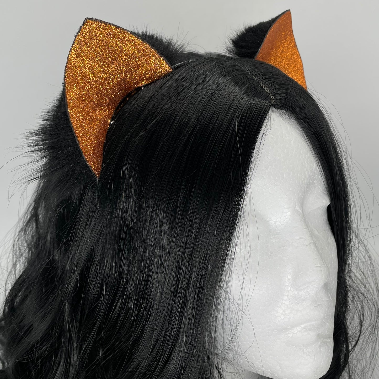 Halloween Glitter Kitten Ears (Pleather & Fur)