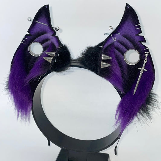 Punk Bat Ears- Purple & Black