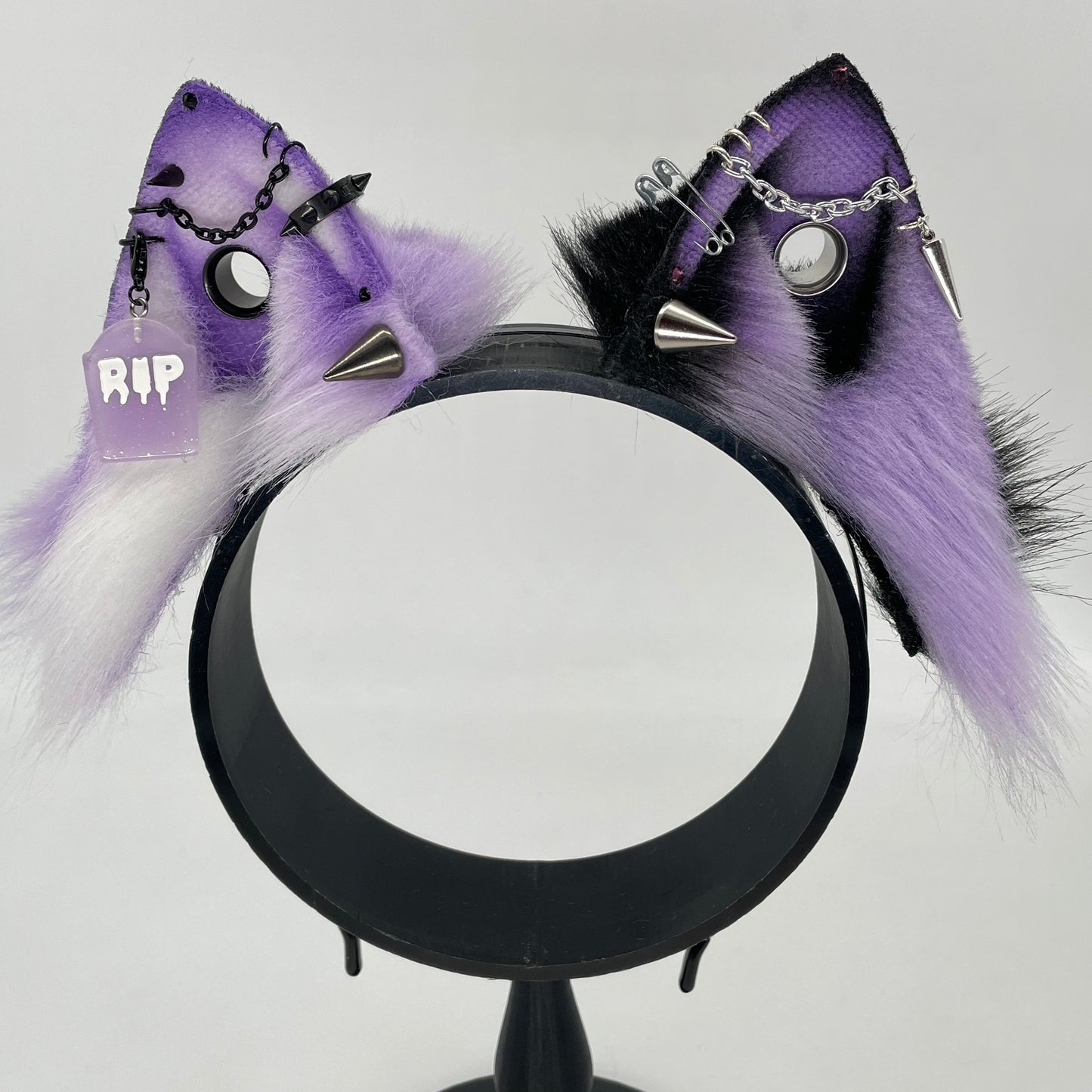 Lavender Pastel Goth Cat ears