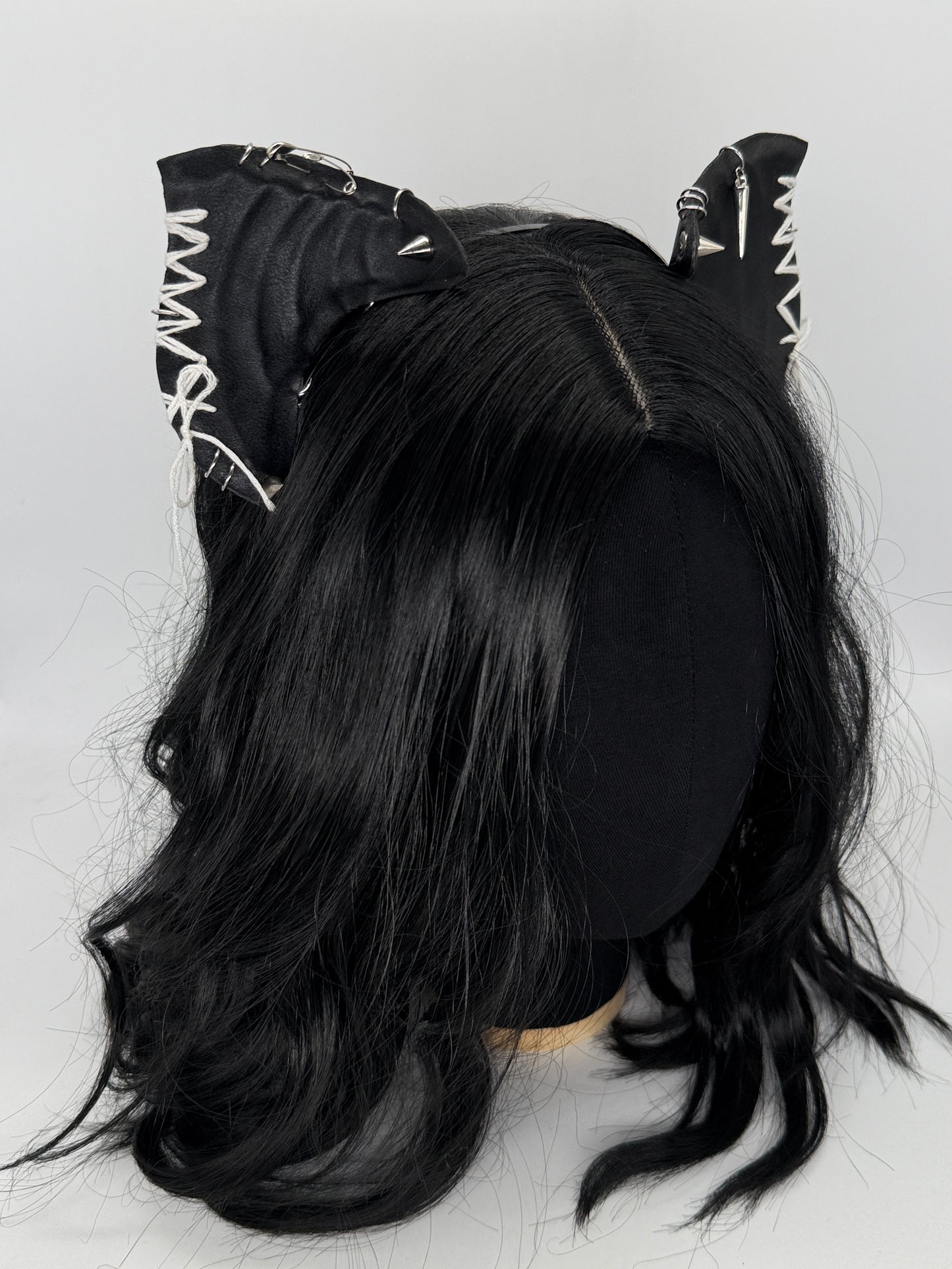 Leather & Laced -Black & White Crypt Bat Ears