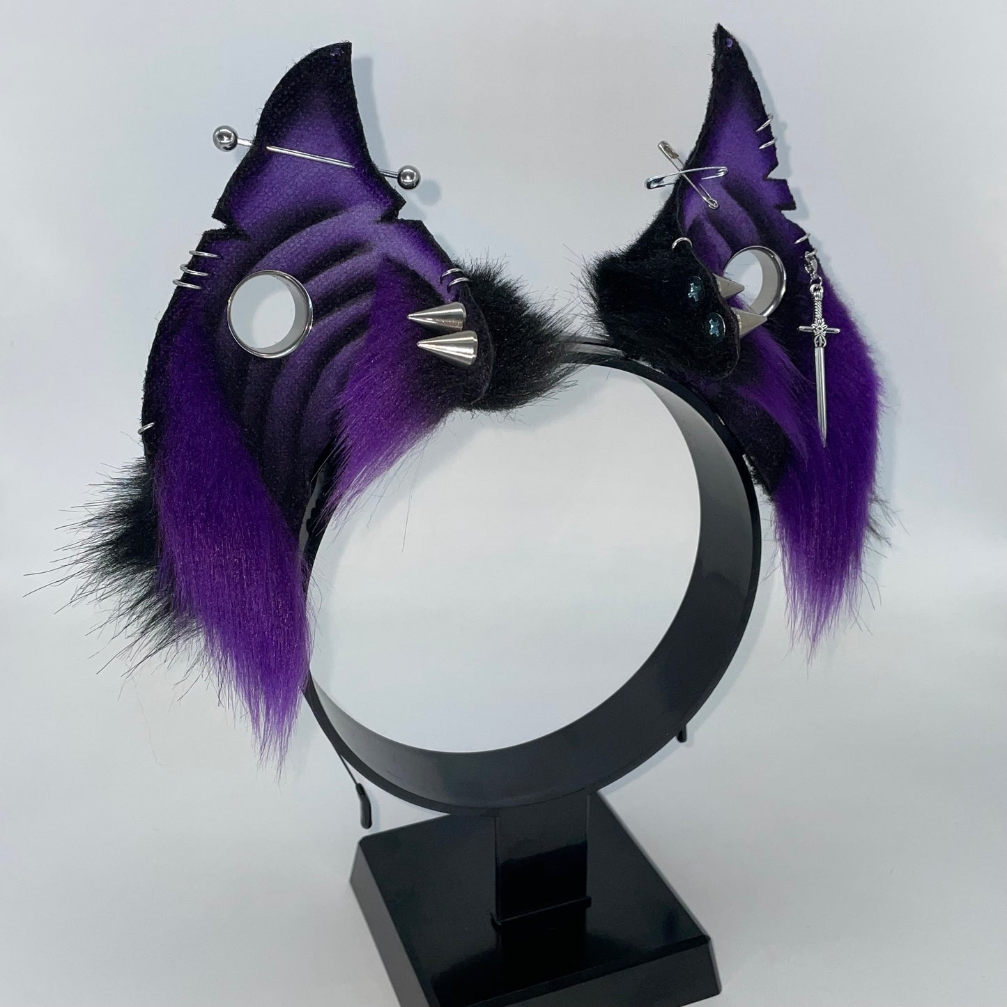 Punk Bats- Spire Bat Ears- Purple & Black