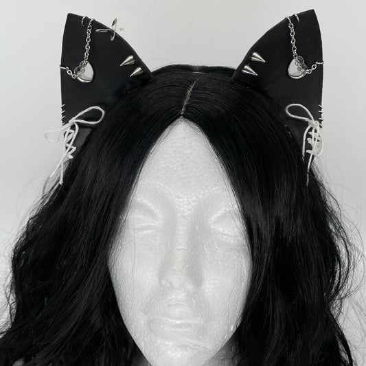 Leather & Laced- Black Pleather Cat Ears