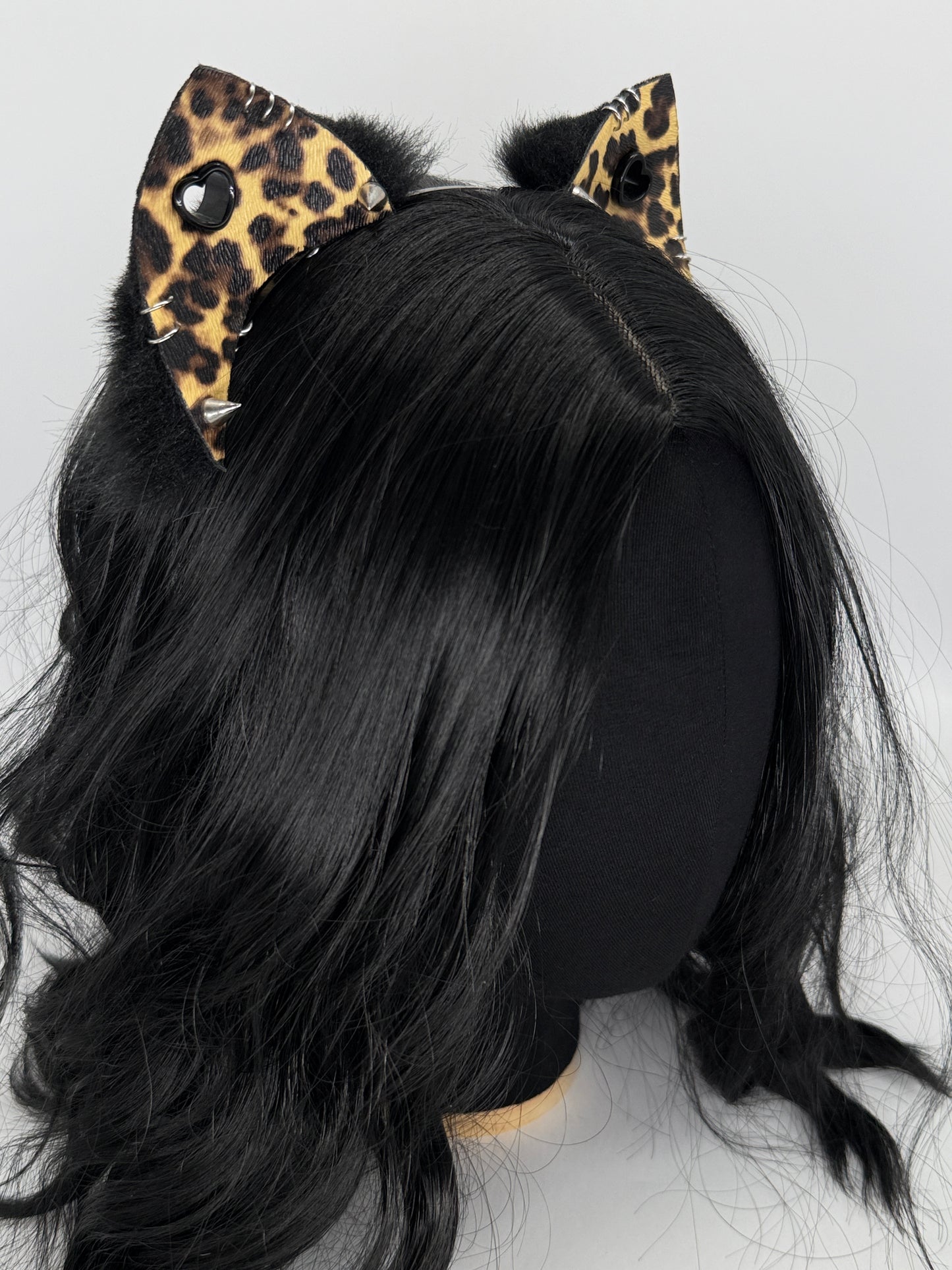 Cheetah Punk Kitten Ears (Faux leather & fur)