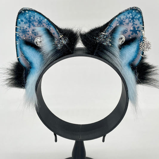 Snowy Night Alaskan Malamute ears