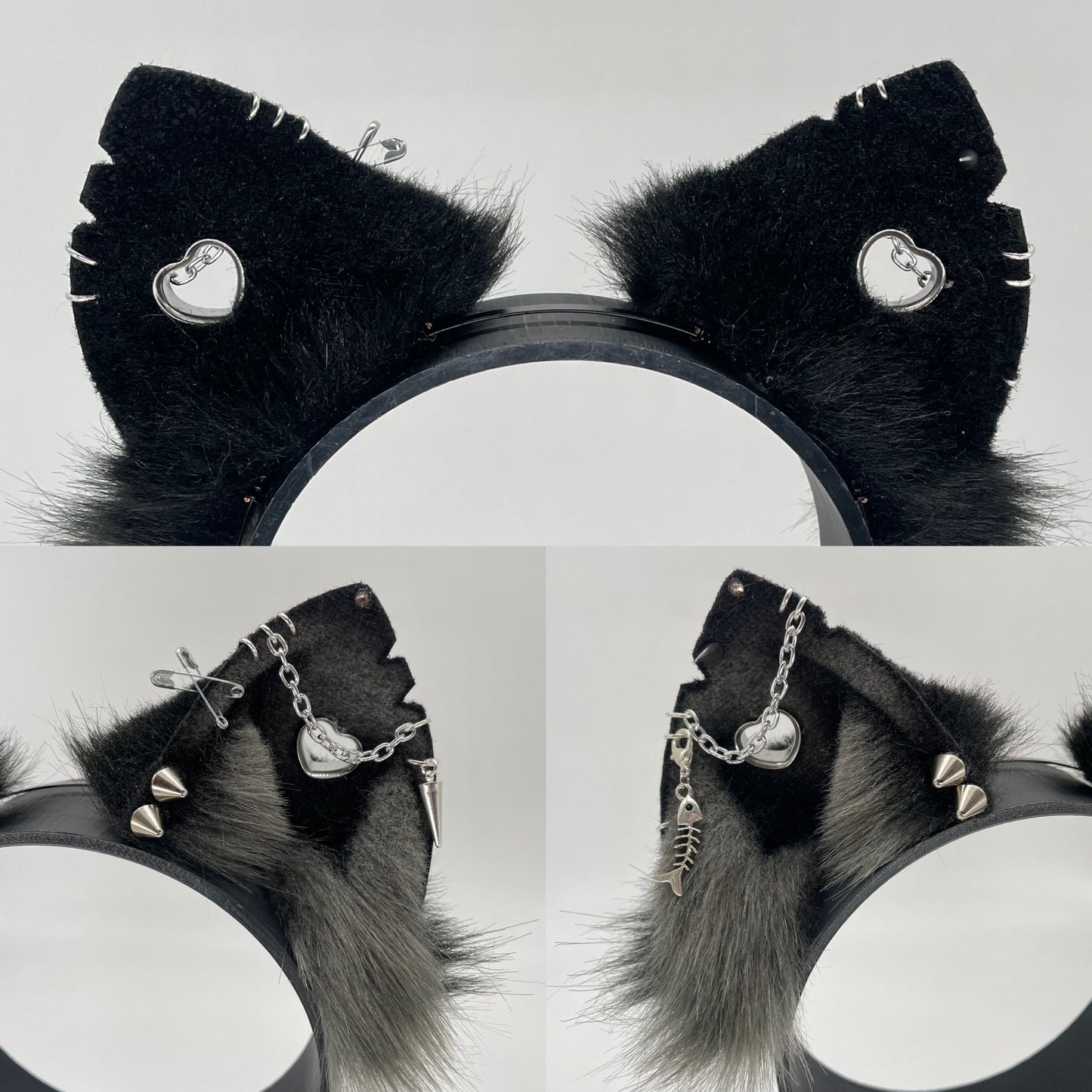 Punk Cat ears- Grey & Black