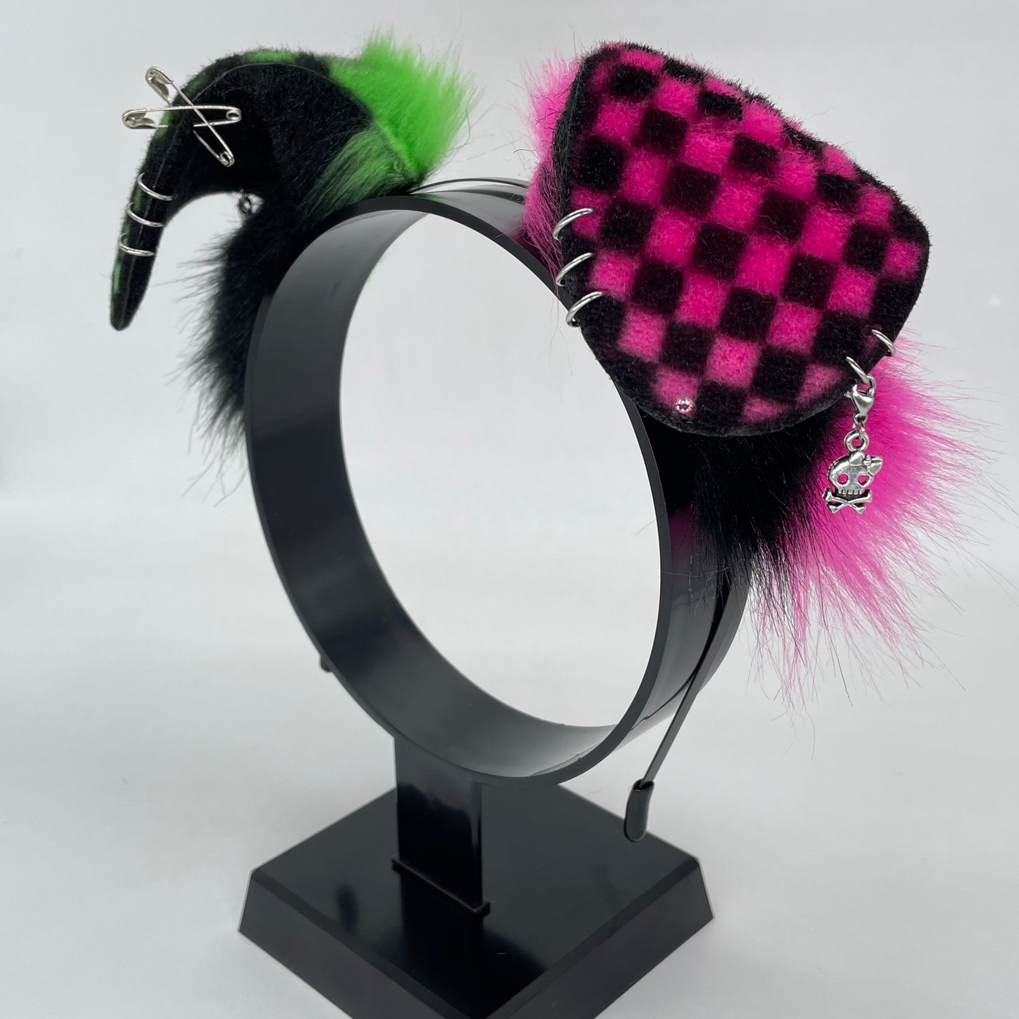 Emo Puppy Ears- Hot pink, Green & Black
