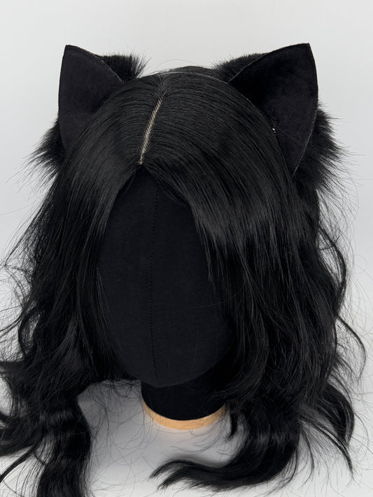 Black Velvet Kitten Ears (Velvet & fur)