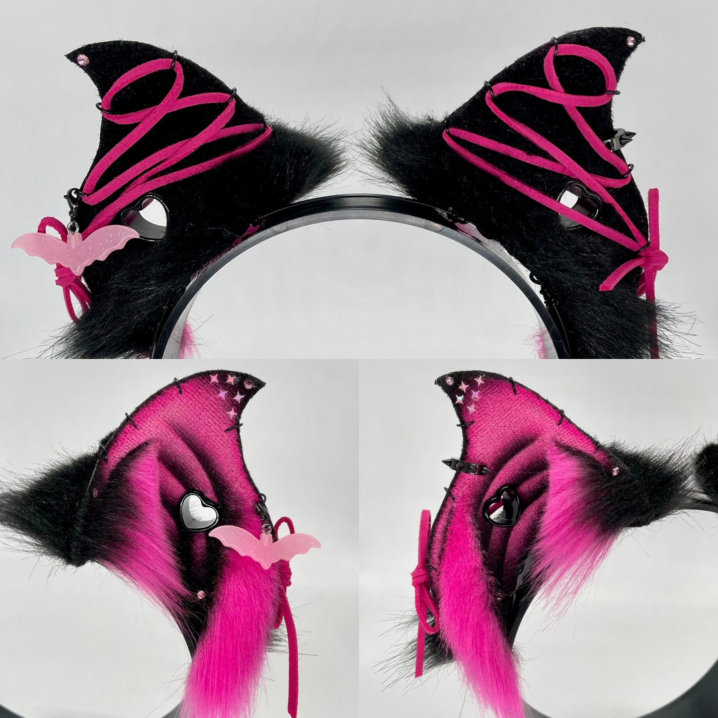Corset Baby Bat Ears- Hot Pink & Black