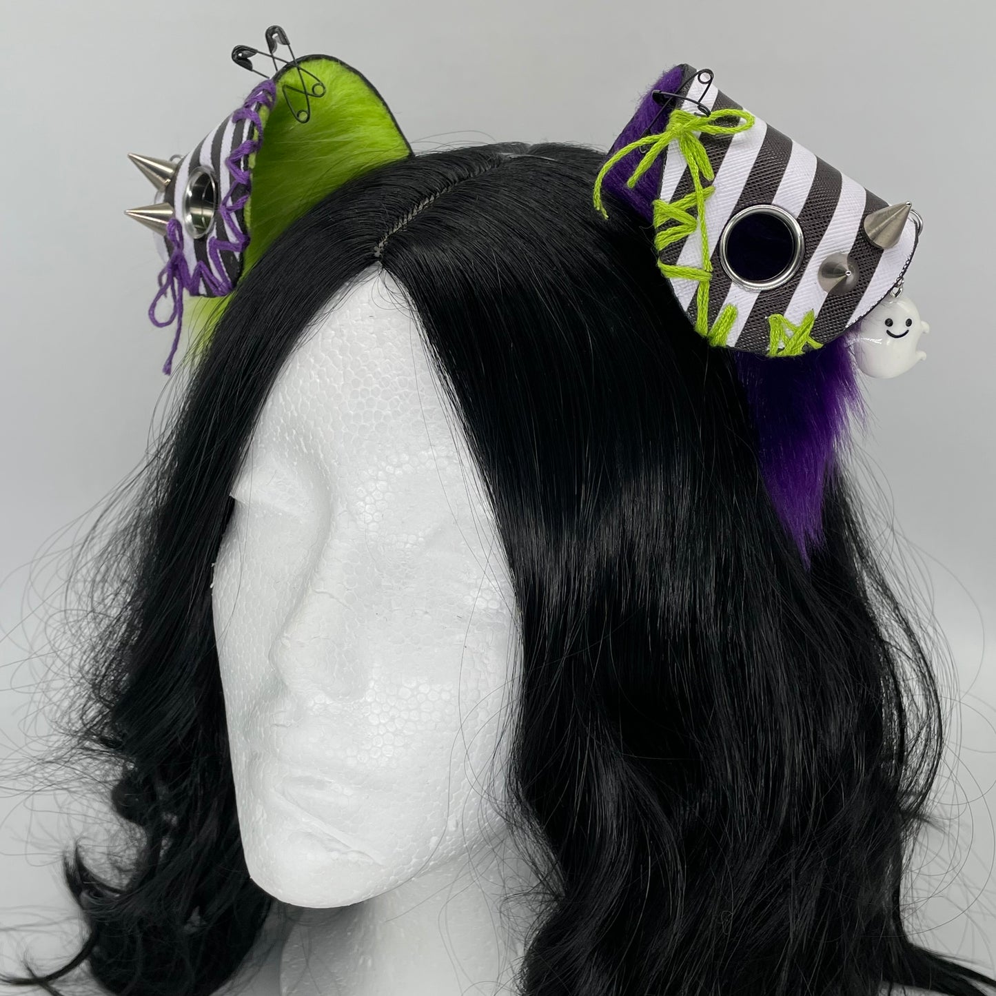 Leather & Laced- Beetlejuice Punk Pup Ears (Pleather & Fur)