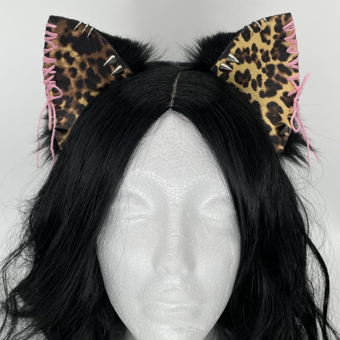 Leather & Laced- Cheetah Cat Ears (Pleather & Fur)