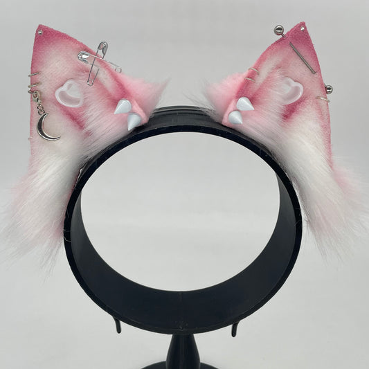 Punk Fox Kit ears- Pink & White