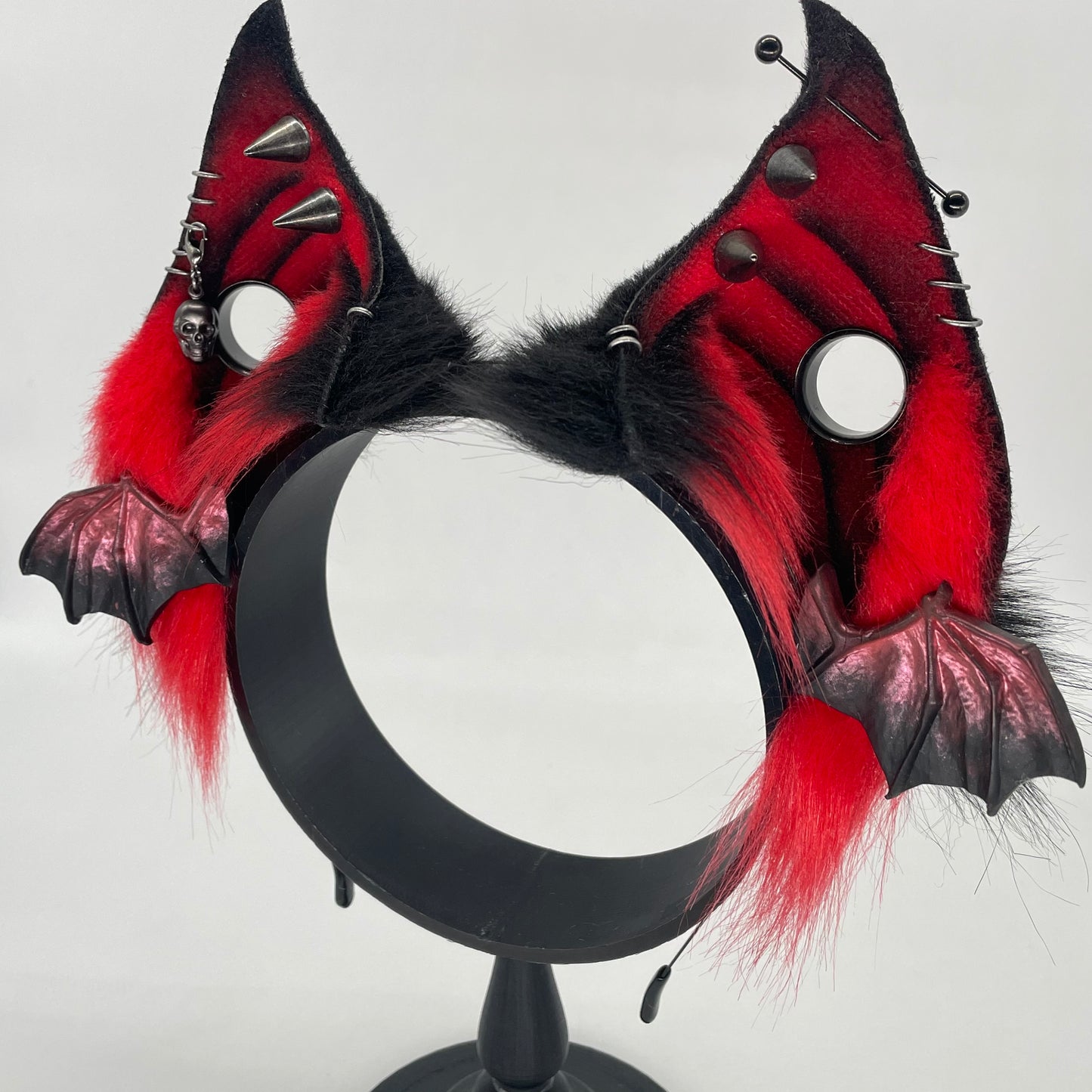 Punk Bat ears- Red & Black