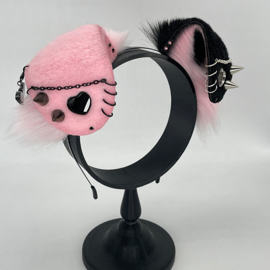 Punk Puppy ears- Black & Pink