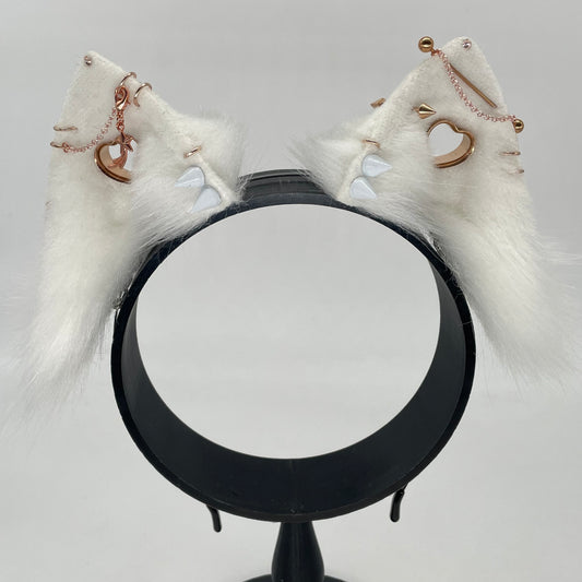 Punk Cat ears- White & Rose Gold