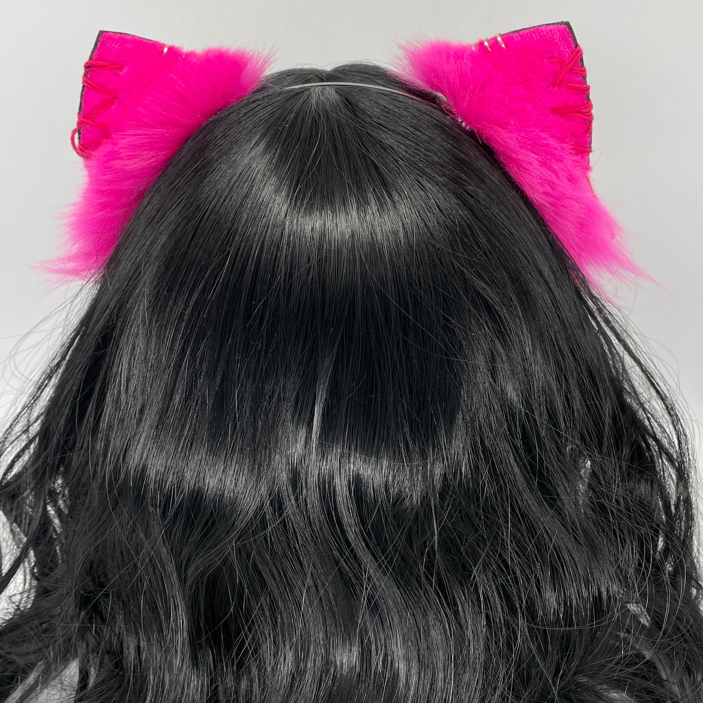Leather & Laced- Hot Pink Cheetah Kitten Ears (Pleather & Fur)