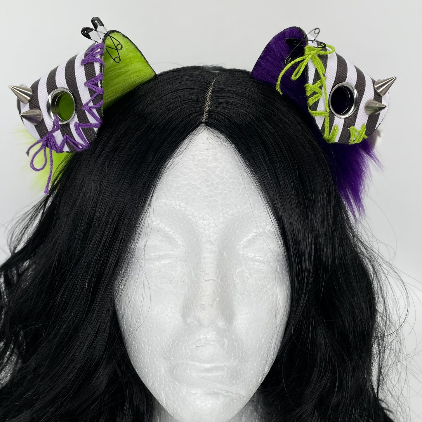 Leather & Laced- Beetlejuice Punk Pup Ears (Pleather & Fur)