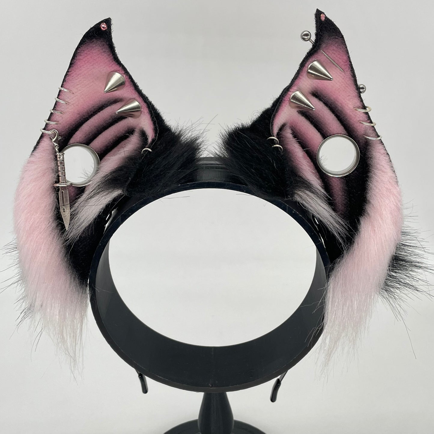 Punk Bat ears- Pink & Black