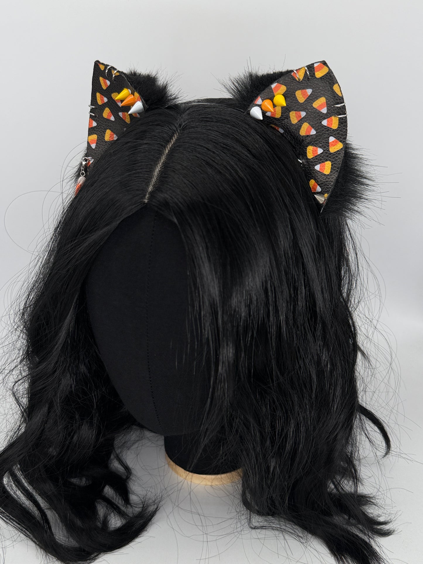Candy Corn Kitten Ears (Faux leather & fur)