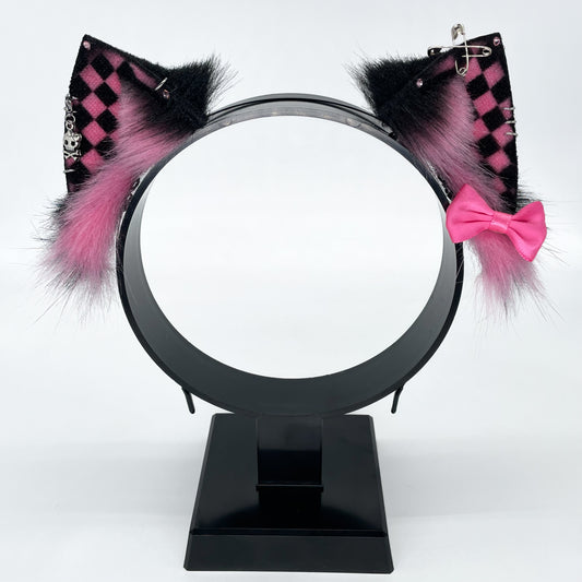 Emo Kitten Ears- Bubblegum & Black