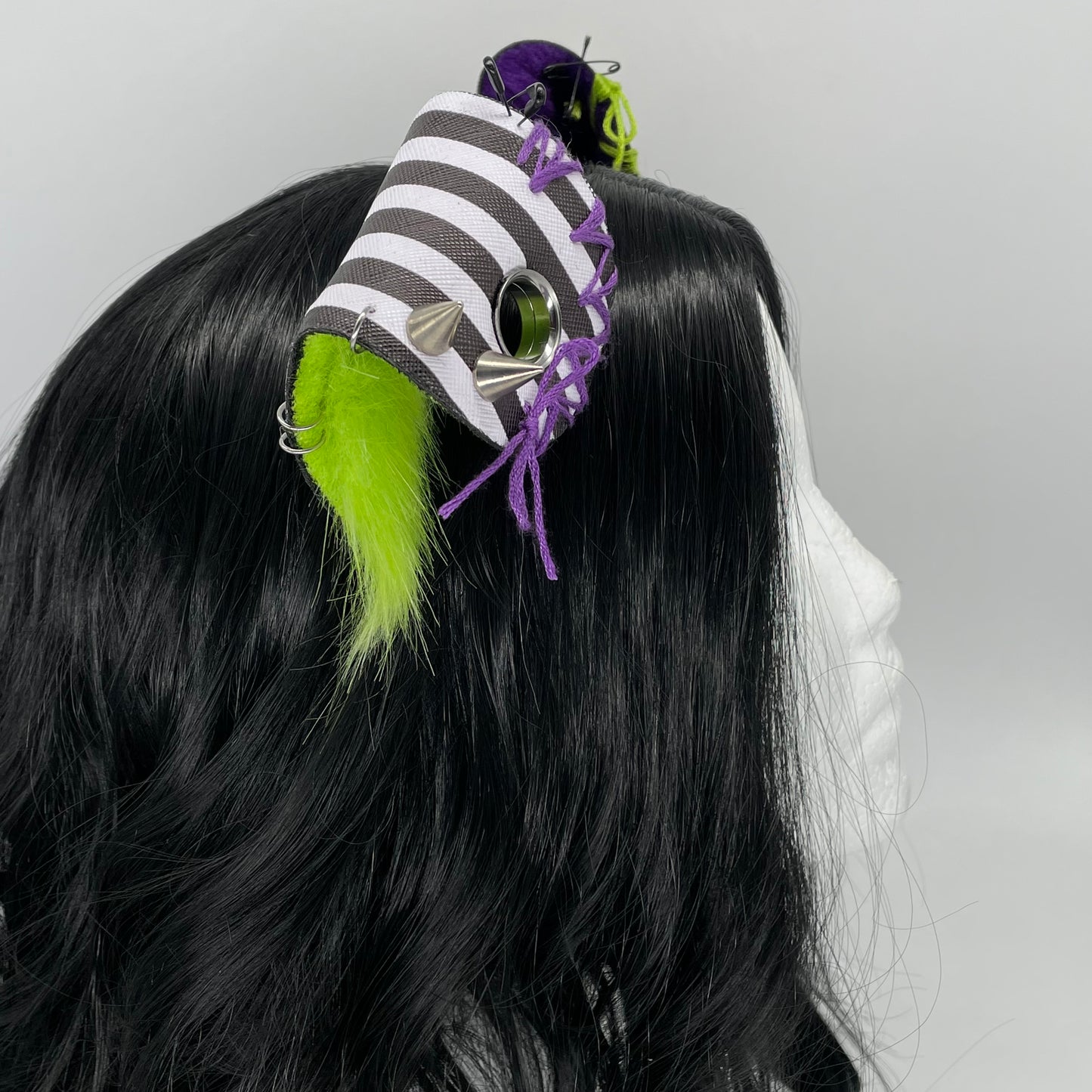 Leather & Laced- Beetlejuice Punk Pup Ears (Pleather & Fur)