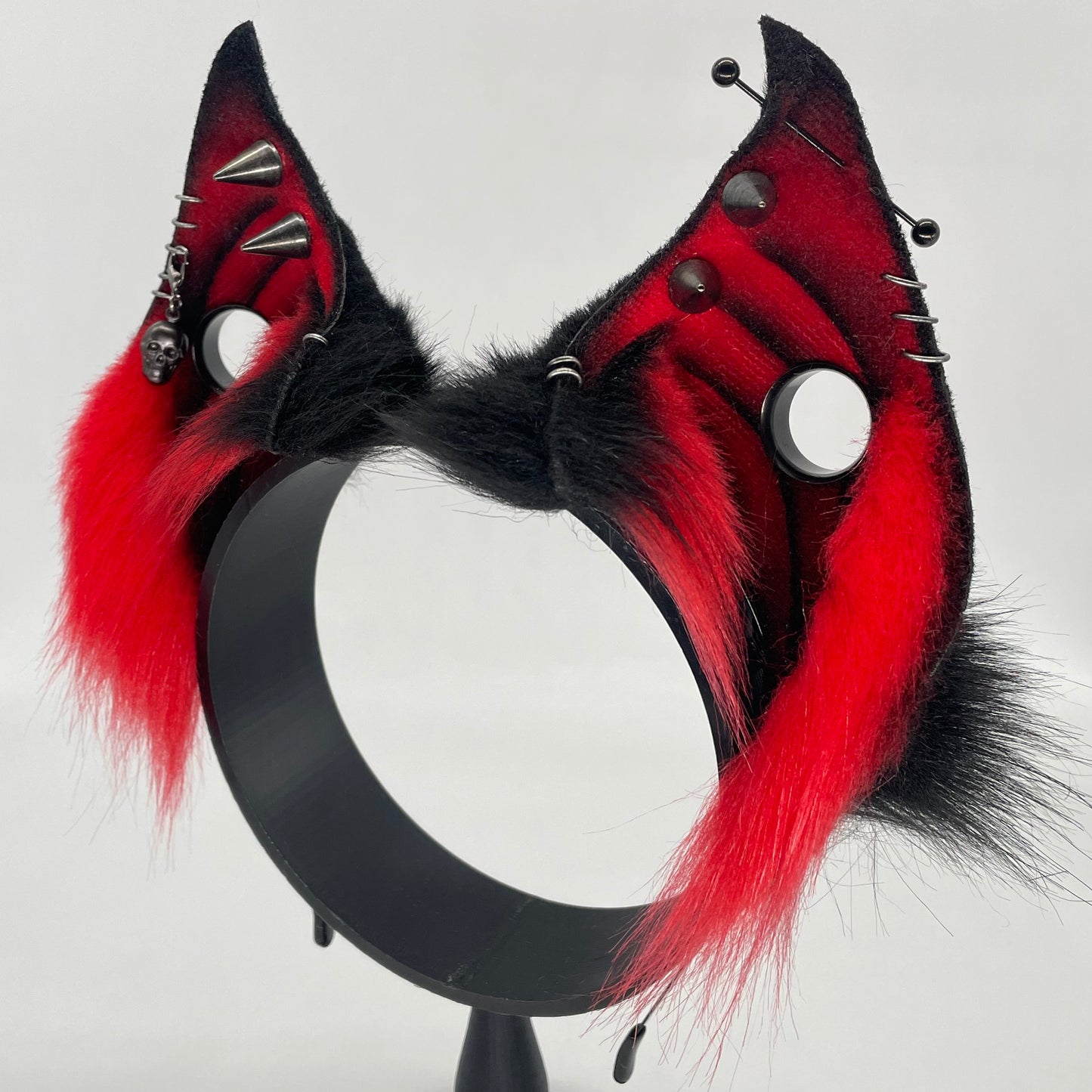 Punk Bat ears- Red & Black